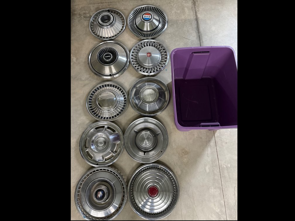 Container of Metal/Stainless Hubcaps (10)