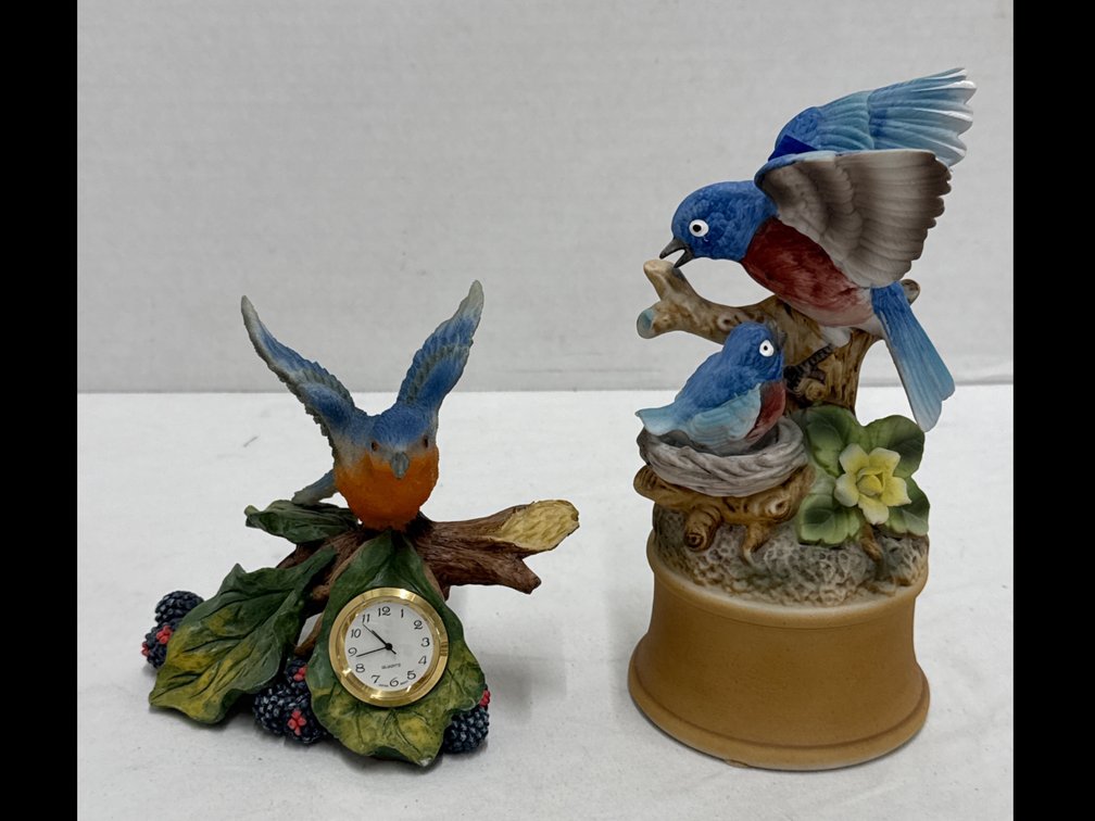 Vintage Bird Clock & Music Boxes (2)