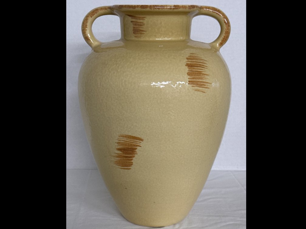 Large Ceramic Vase with Yellow Glaze