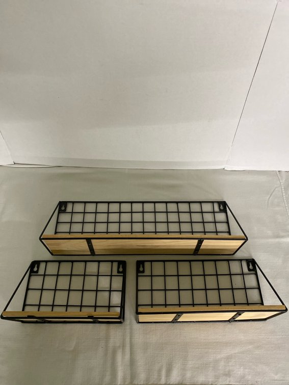 (3) Metal/Wood Shelves