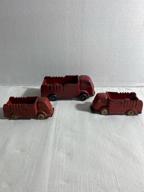 (3) Vintage Auburn Rubber Company Toy Trucks (3 Different Sizes)