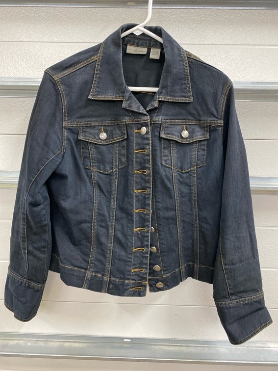 Chico’s Platinum Dark Jean Jacket (Size 1)