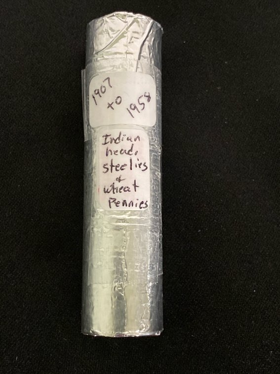 Roll of (50) 1907-1958 Indian Head, Steel & Wheat Pennies