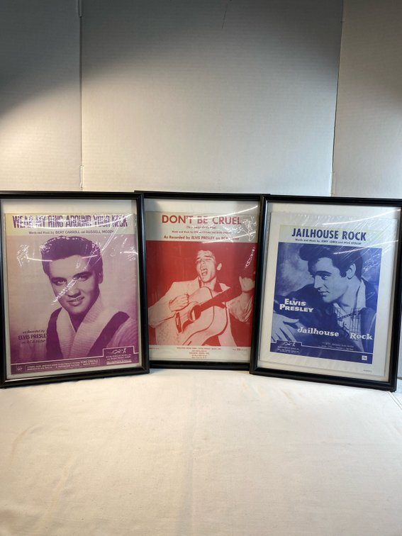 (3) Framed Original Sheet Music From “ELVIS PRESLEY”