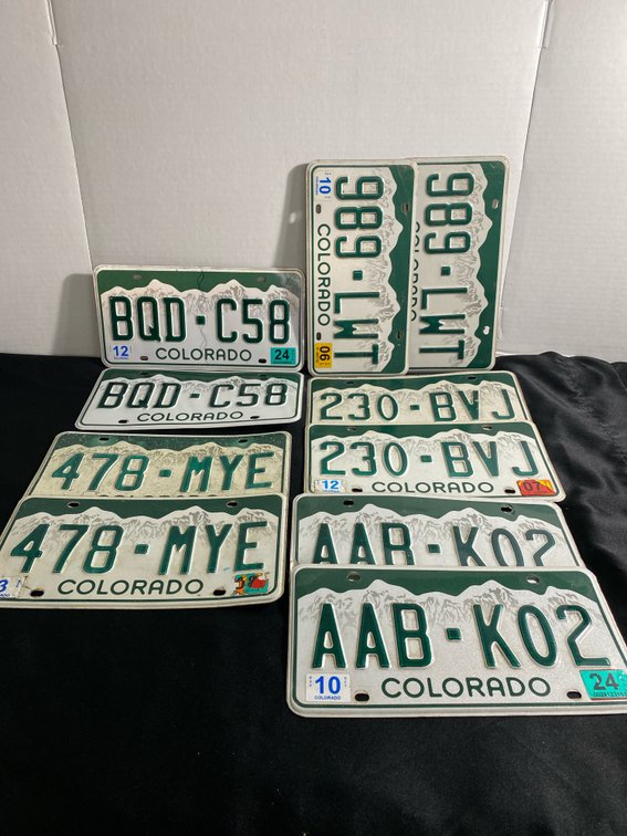 (5) Sets of Colorado License Plates