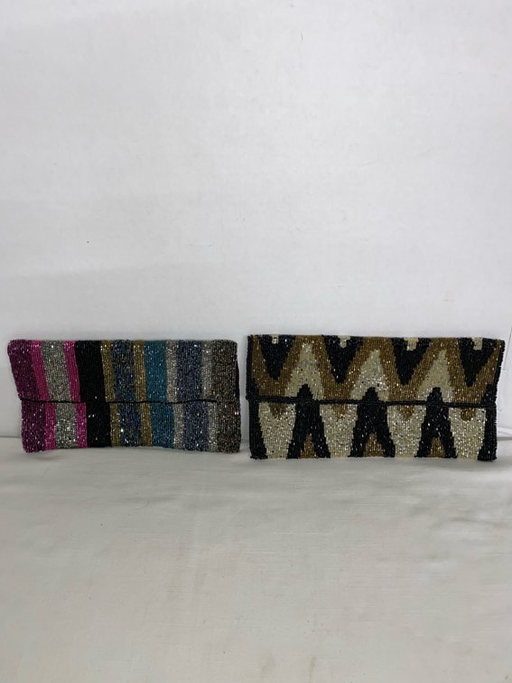 (2) Like NEW… Multicolored Beaded (Envelop Style) Clutch Purses