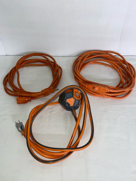 (3) Electrical “Orange” Cords (20-Foot, 14-Foot & 8-Foot with 3-Outlet Power Ball)