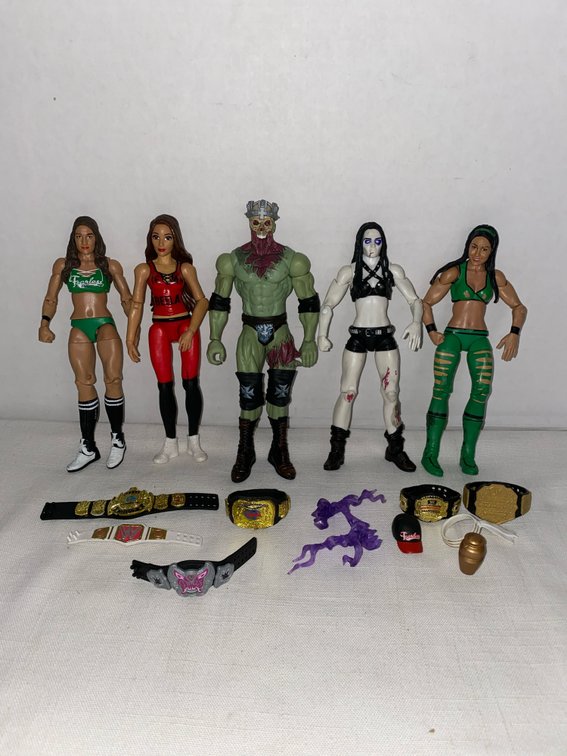 (5) WWE Wrestling Figures with Attachments (11)