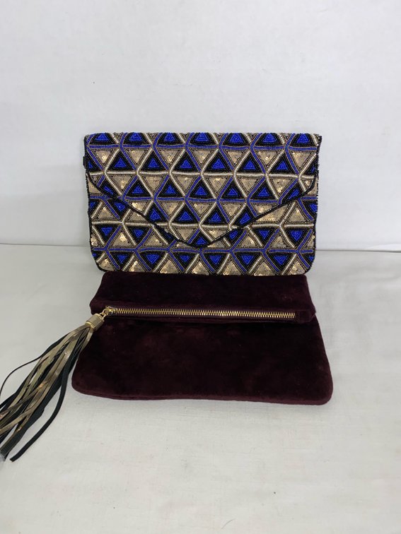 (2) Fold-Over (Envelop Style) Clutch Purses-(1) Beaded & (1) Velvet
