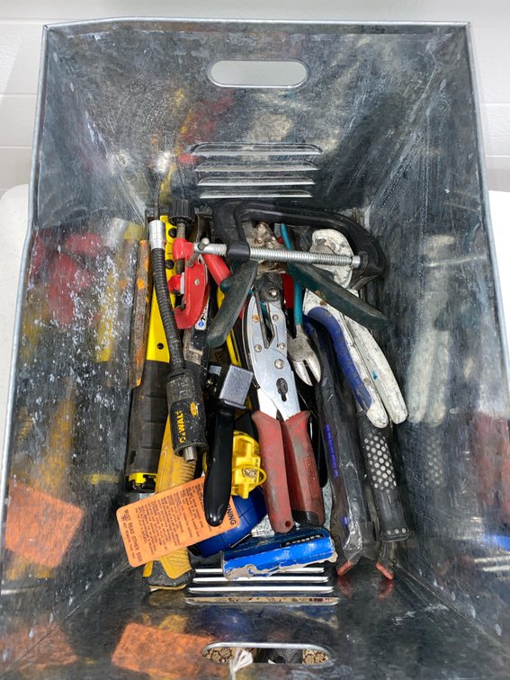 TONS OF TOOLS & Galvanized Metal Tote