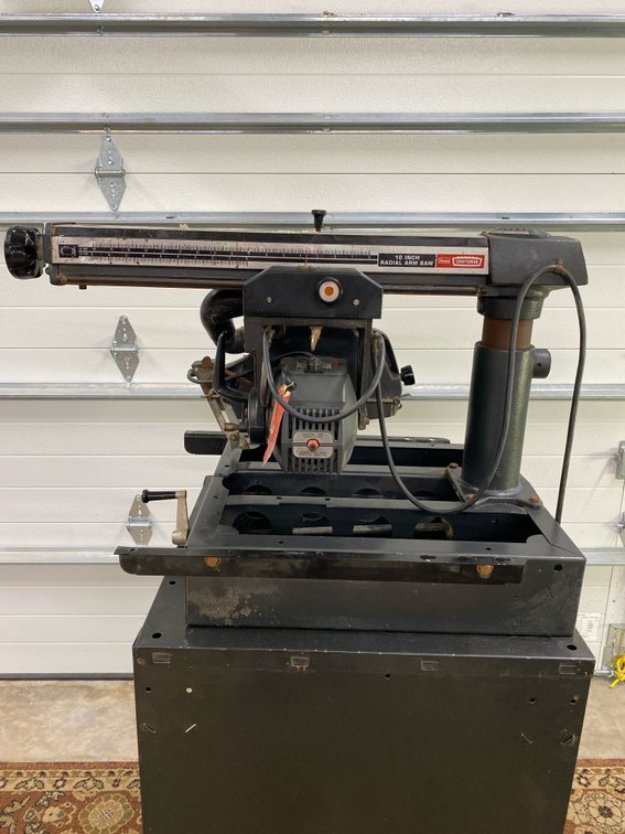 10-inch Radial Arm “Craftsman” Saw with Metal Rolling Base