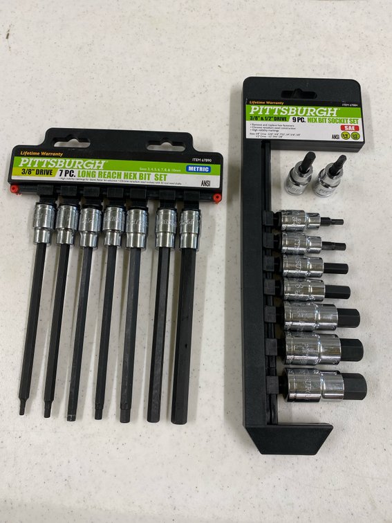 Pittsburgh 7-PC Hex Bit Set & 9-PC HEX bit Socket Set (Like NEW)
