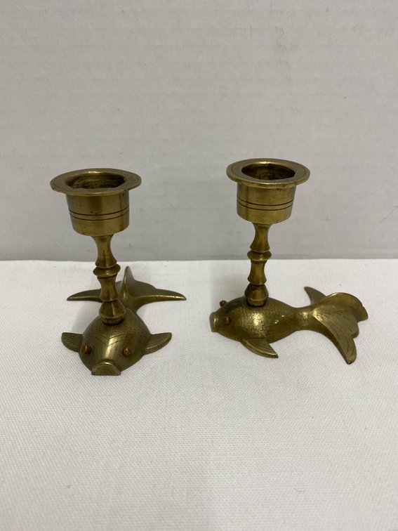 Vintage Small Brass & Copper Candle Stick Holders
