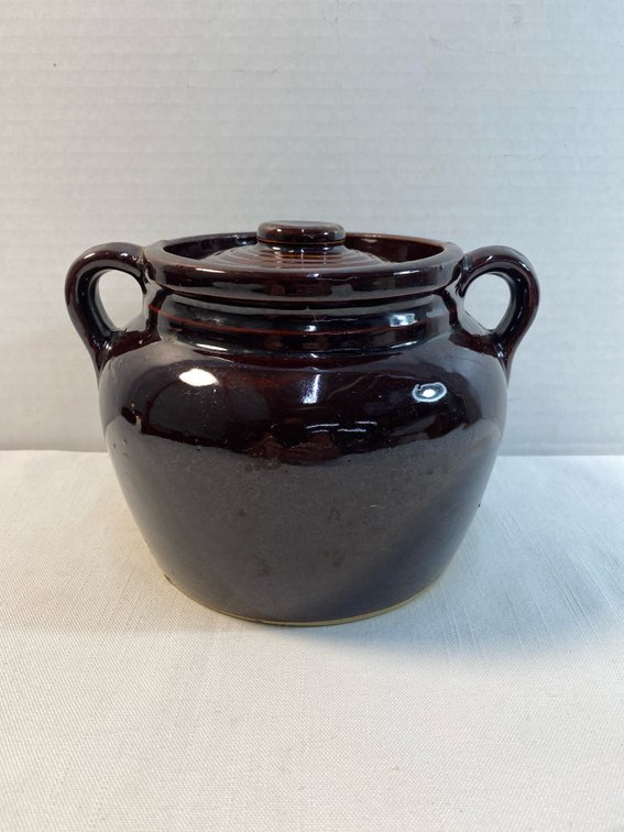 Vintage Brown Stoneware “Bean Pot” Made in USA