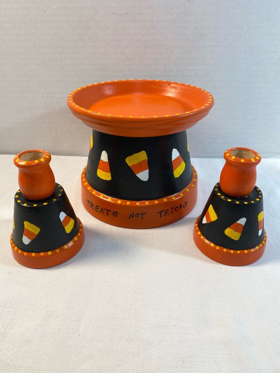 Clay Pot Candy Corn & Candle Holdets