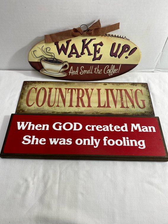 (3) Wood & Metal Signs