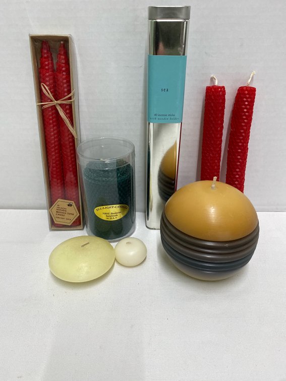 (8) New Candles & (40) New Sea Incense Sticks with Wooden Holder