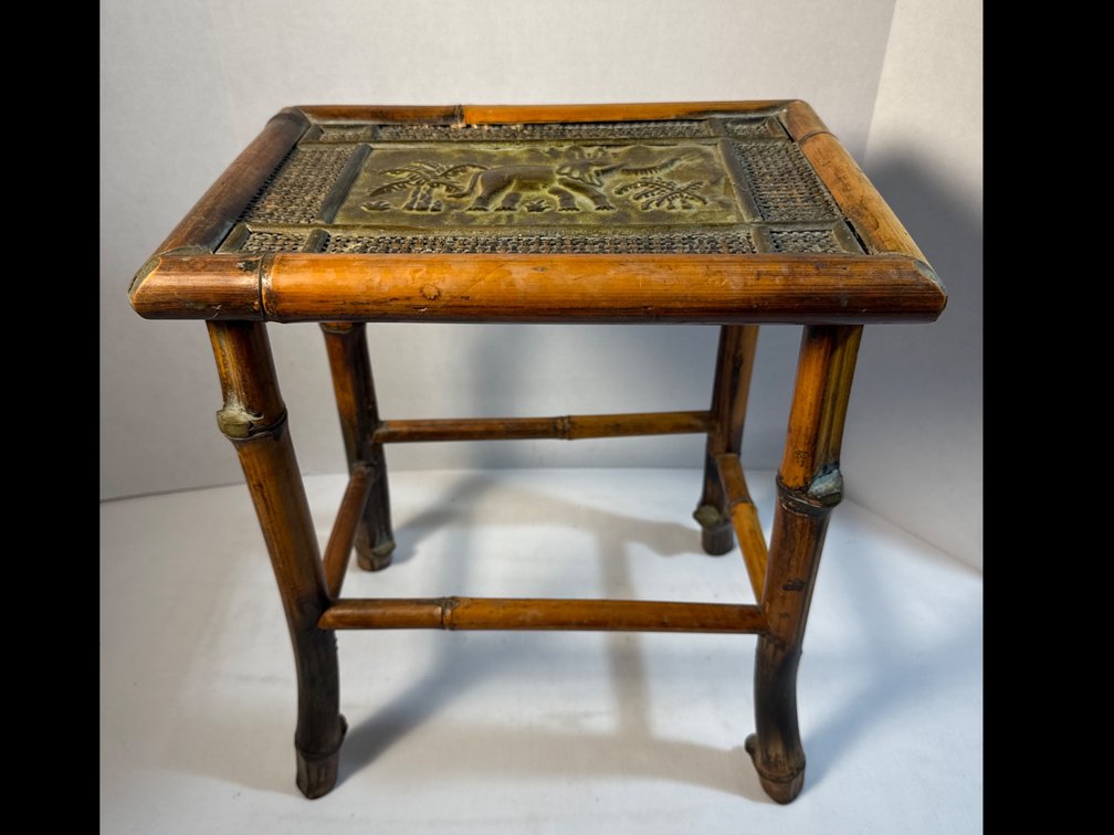 Vintage Elephant Bamboo Side Table