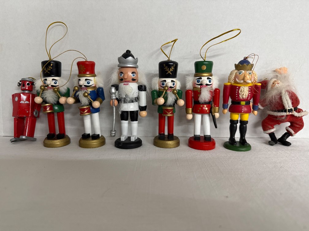 Nutcracker, Santa and Robot Ornaments (8)