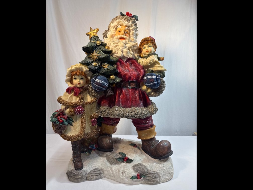 Large Santa & Kids Figurine 