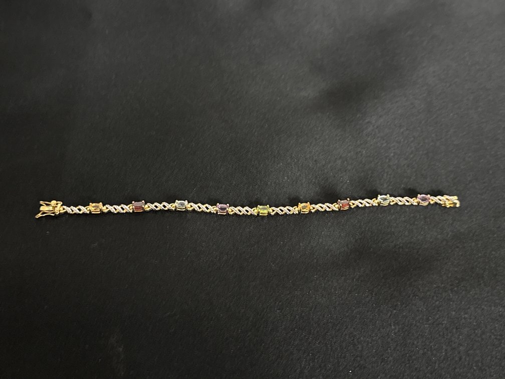 Sterling Silver & Gold Plated Bracelet with Gemstones