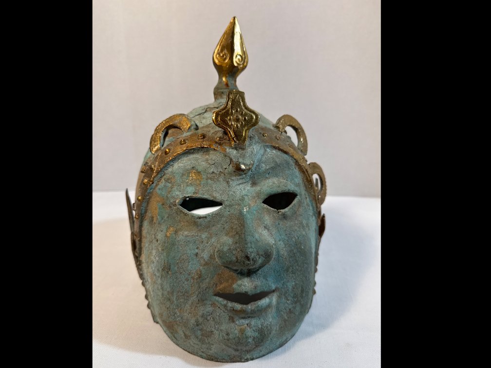 Antique Chinese Bronze Helmet Mask