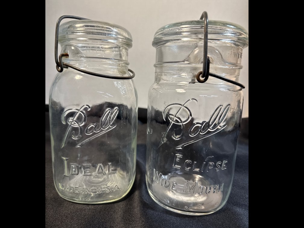 Vintage Ball Clear Glass Mason Jars (2)