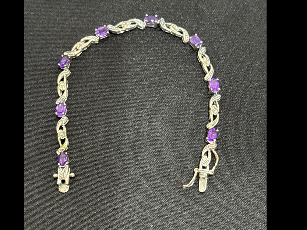 Silver and Amethyst Bracelet 