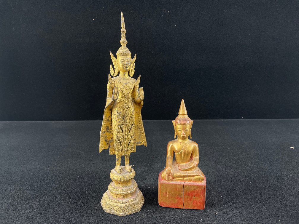 Gilded Bronze and Wooden Buddha Statues