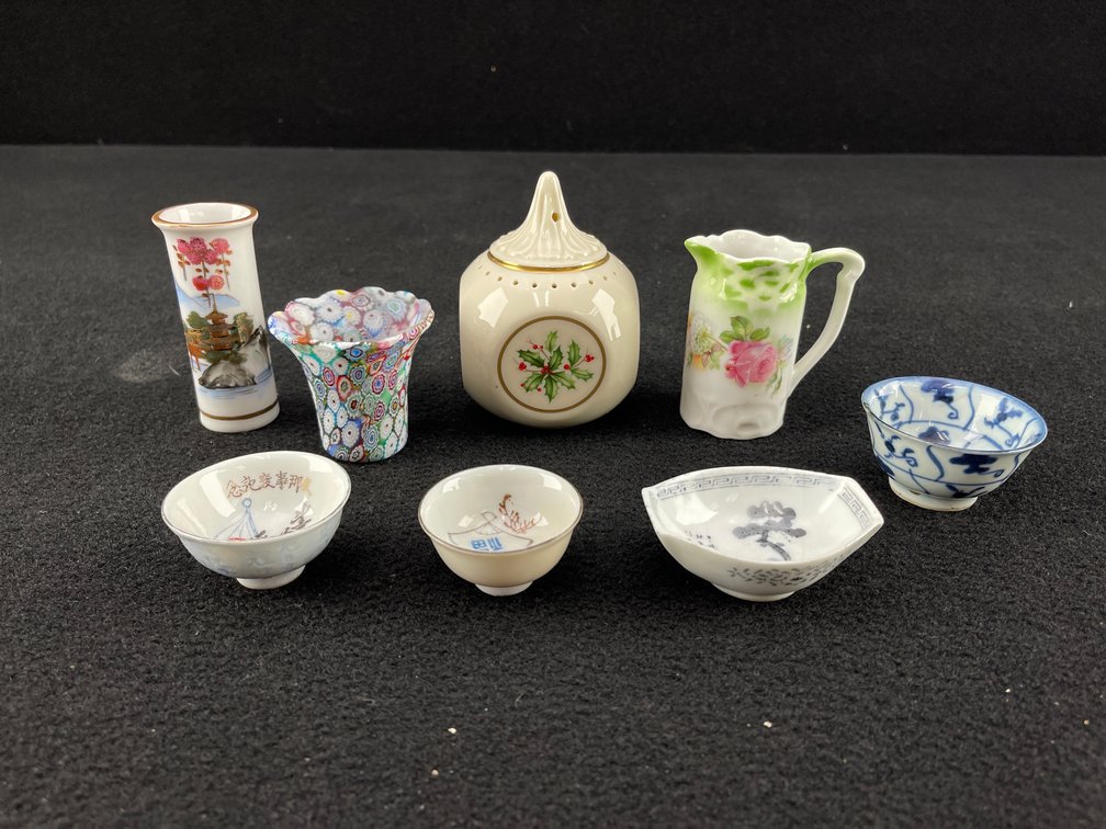 Assortment of Ceramic Glasses and Miniature Bowls