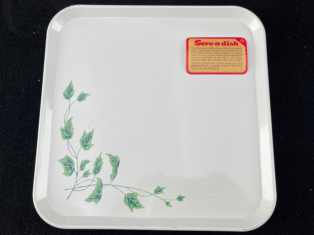 Four Serv-A-Dish Metal Trays