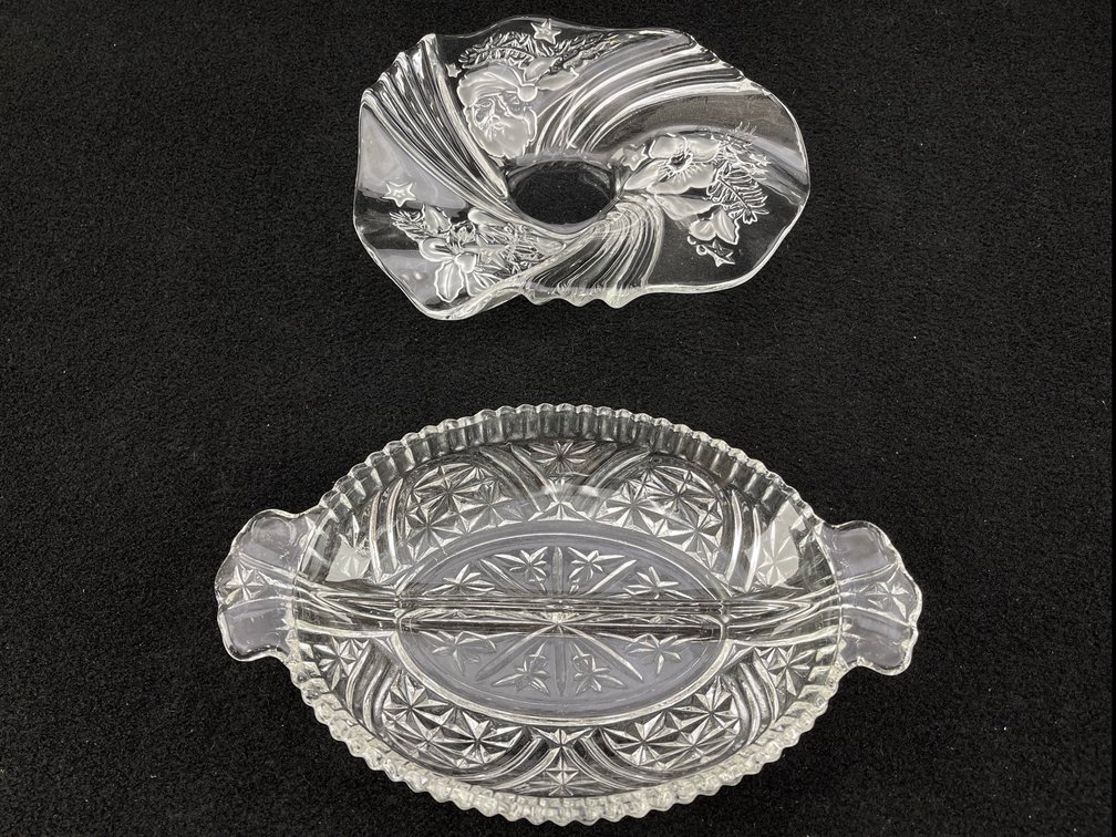 Anchor Hocking Style Candy Dish and Mikasa Style Christmas Dish