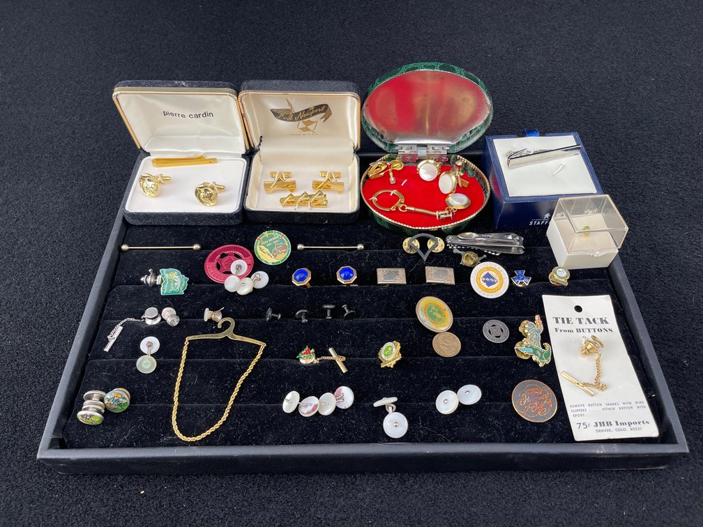 Assortment of Vintage Cufflinks and Pins