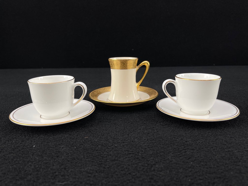 Lenox Gold and White Teacups and Saucers