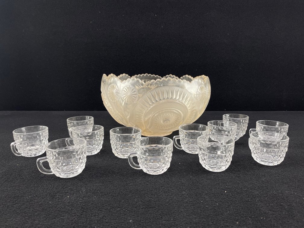 Pinwheel and Stars Punch Bowl and Cups