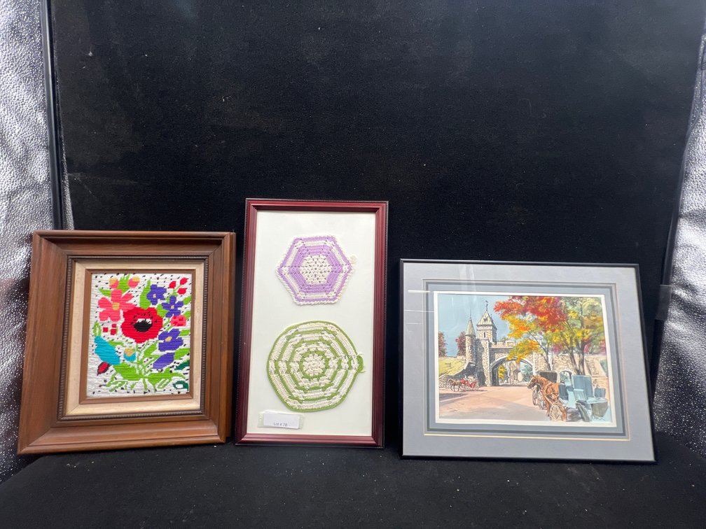 2 Needle Point Pictures & Village Picture
