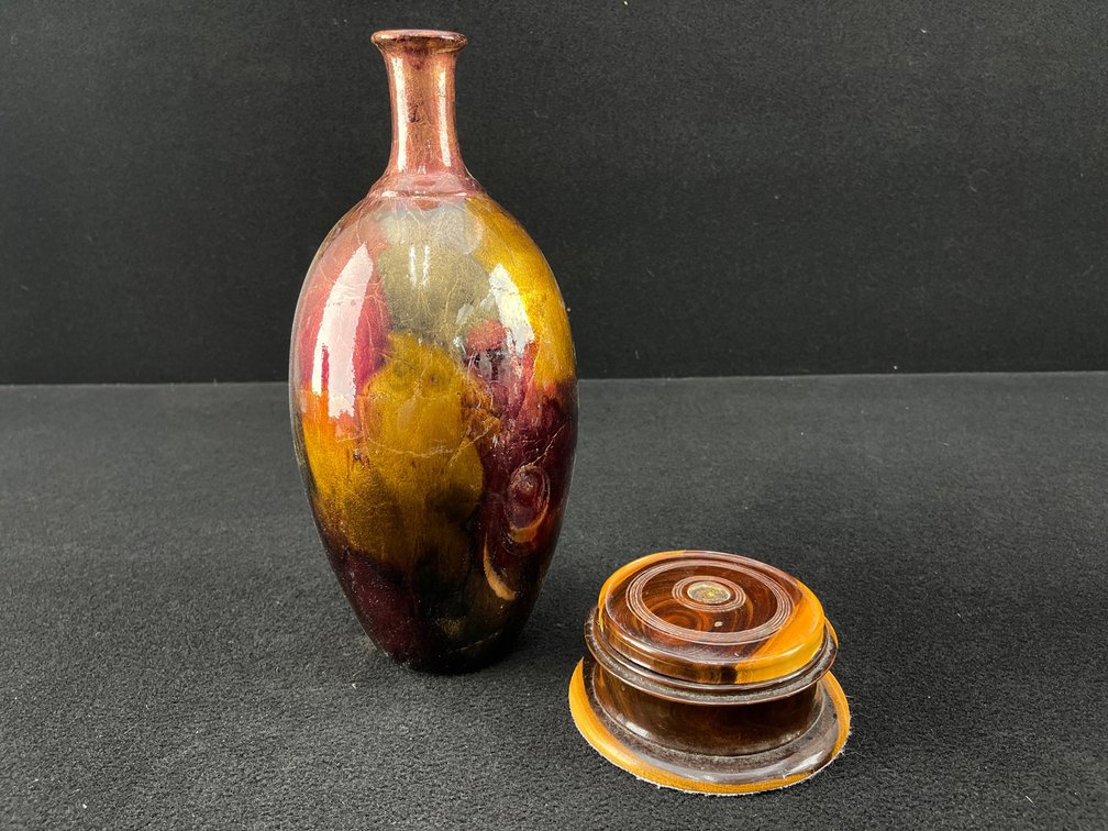 Ceramic Metallic Vase and Wooden Coasters