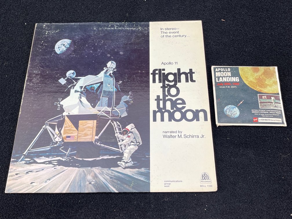 Apollo Moon Landing Vinyl Record and Stereoscopic Reel