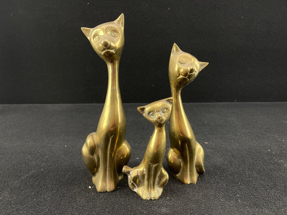 Brass Long Cat Figurines