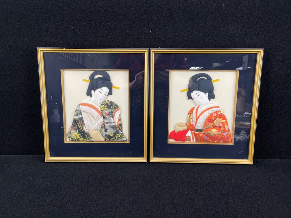 Japanese Oshie 3D Fabric Shadow Box Art