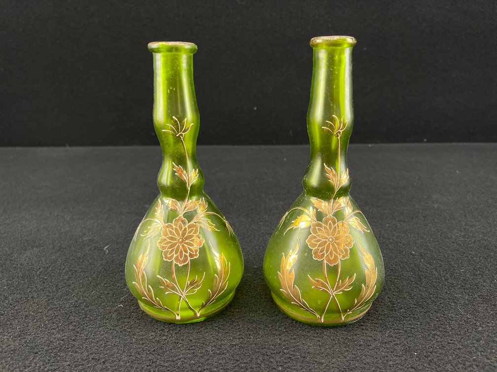Olive and Gold Glass Bottles