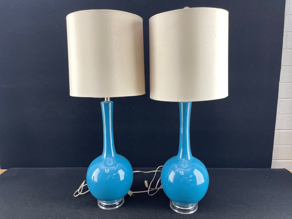 Turquoise Ceramic Tall Table Lamps
