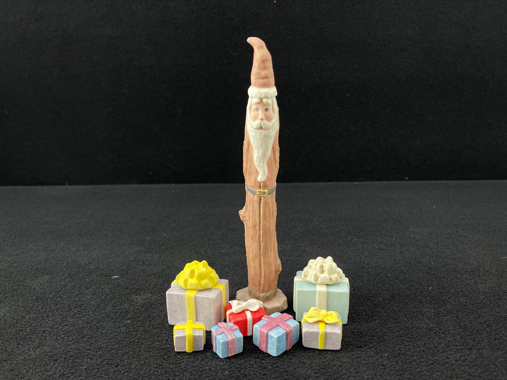 Ceramic Folk Art Santa and Presents
