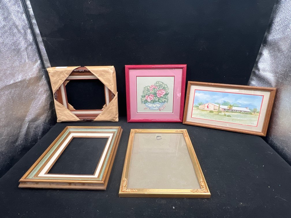 3 Frames, Needle Point Picture, & Church Picture
