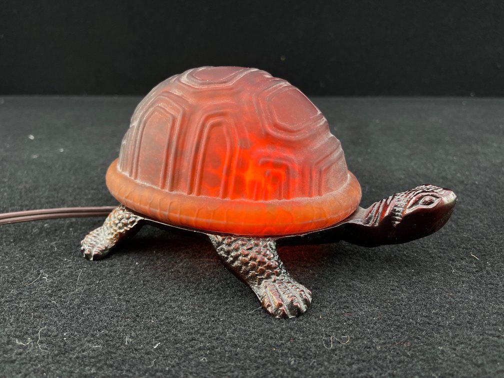 Tiffany Style Brass Turtle Lamp