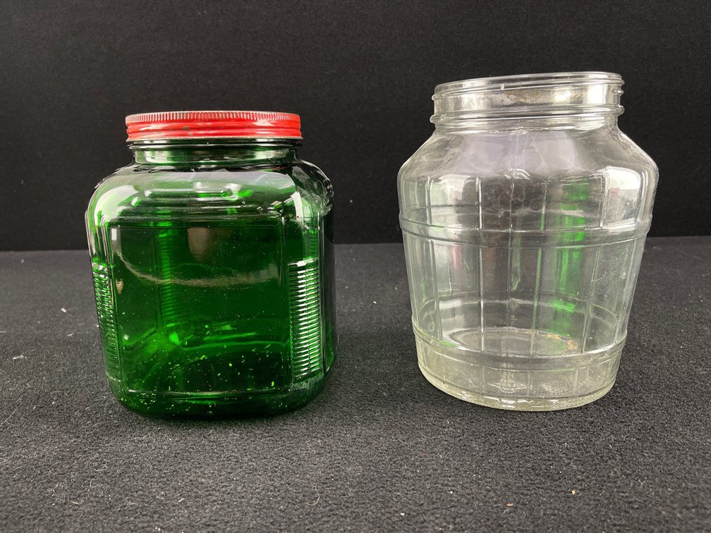 Vintage Green and Clear Glass Jars