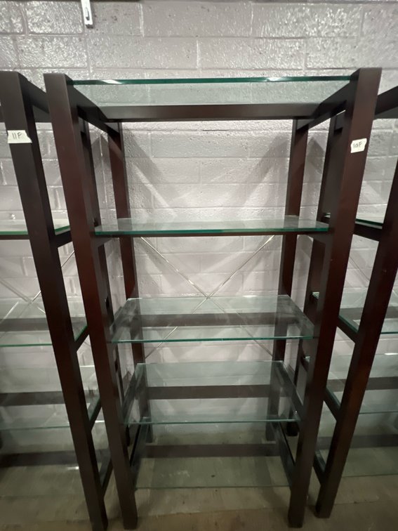 Dark Brown Wood and Glass Shelf