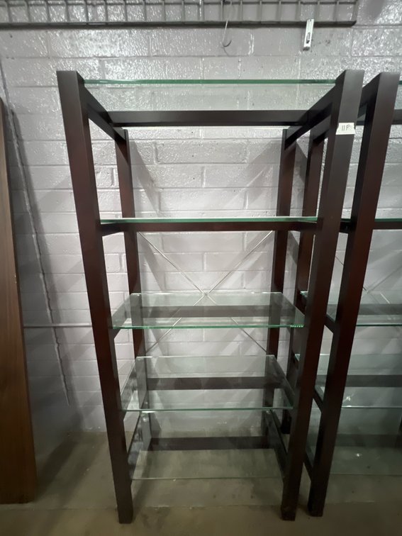 Dark Brown Wood and Glass Shelf