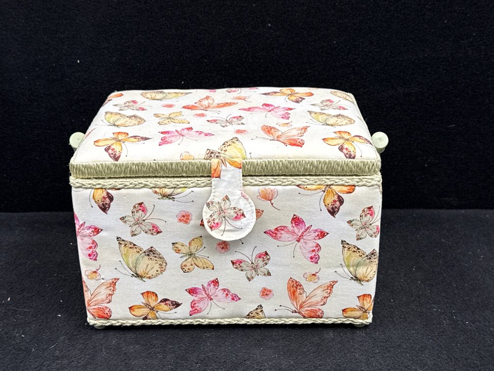 Butterfly Sewing Box, Buttons ,Thread, Elastic, Tape, Sewing Tools