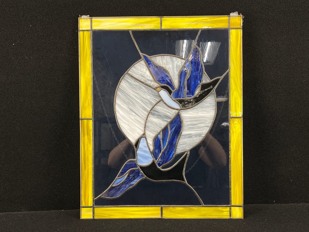 Stained Glass Hummingbird Hanging Art